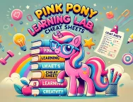 DALL·E 2025-11-01 13.50.35 – A fun and colorful cover photo for an online learning community called ‘Pink Pony Learning Lab Cheat Sheets’. The design features a cute, cartoon-styl